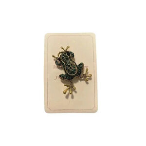 FROG BROOCH WITH GREEN SPARKER WITH GOLD PLATED